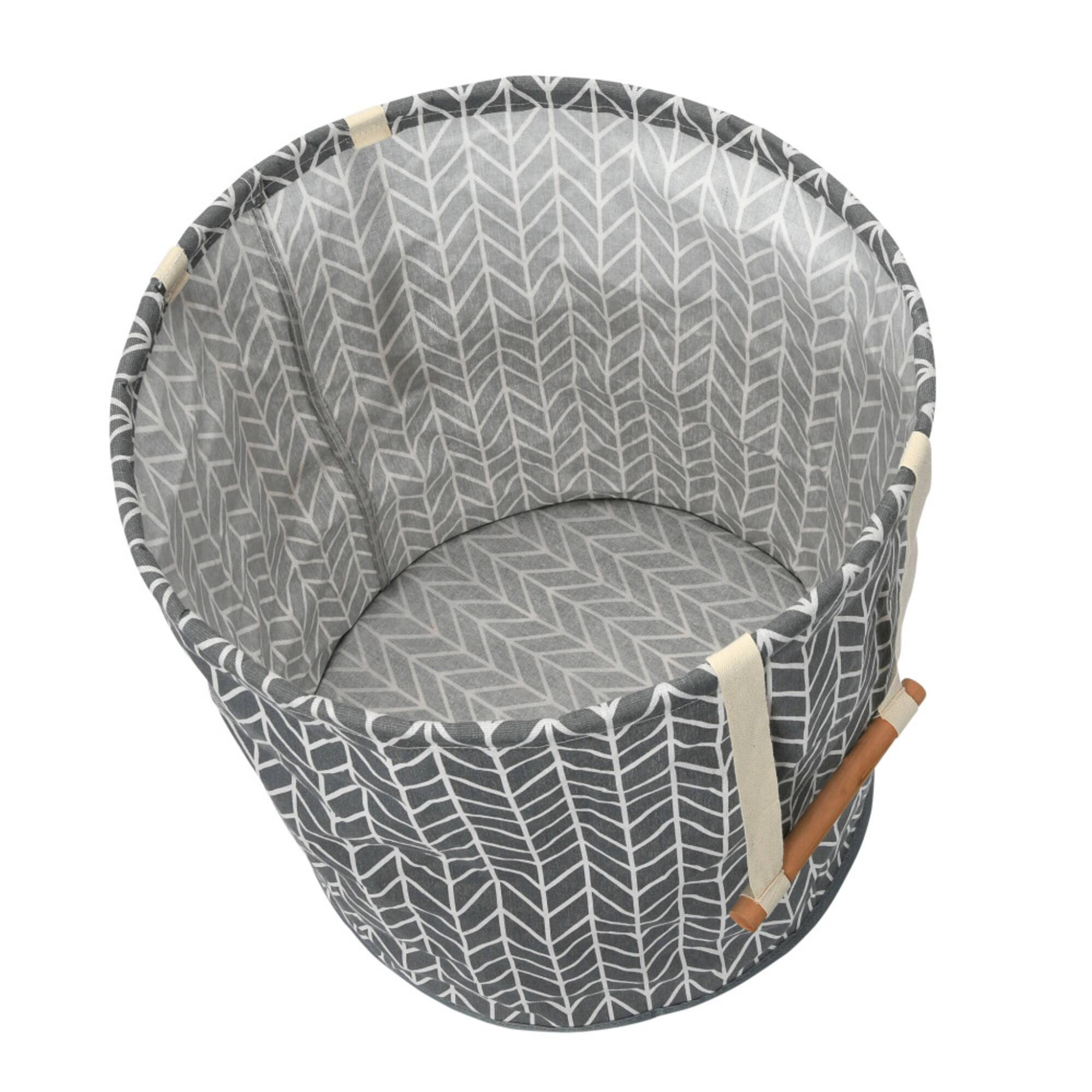 Household Essentials Krush Round Hamper with Wood Dowel Handles